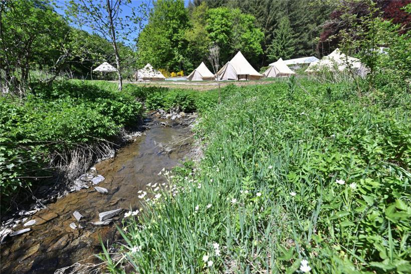 Der Campingplatz ist umgeben von Bächen, Wiesen und Wäldern