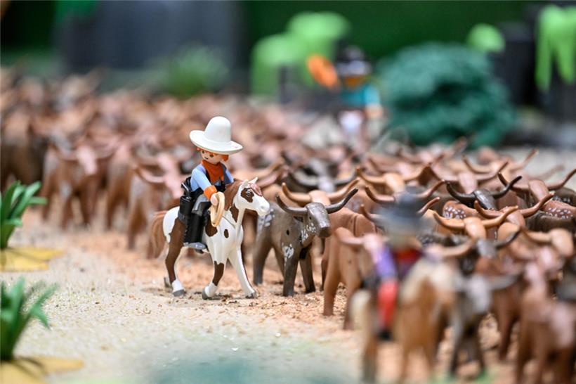 Der Cowboy schaut sich um: Ist etwa ein Plastiktier aus der Herde ausgebrochen?
