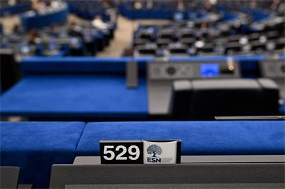 ESN-Fraktion im EU-Parlament mit 27 Parlamentariern bei Sitzung im Plenarsaal