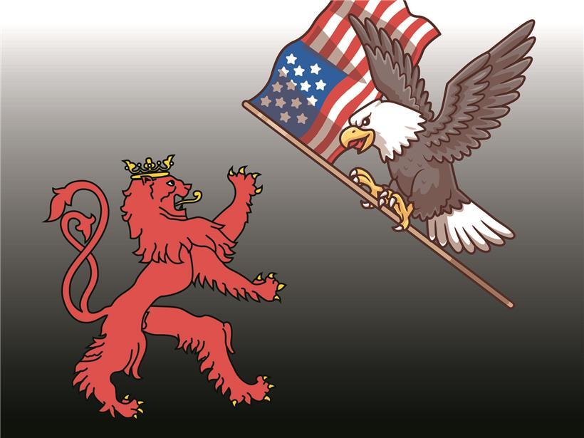 Finanzplatz Luxemburg Erfolg durch Amerikanisierung der globalen Finanzwelt symbolisiert durch moderne Skyline und Finanzgrafiken