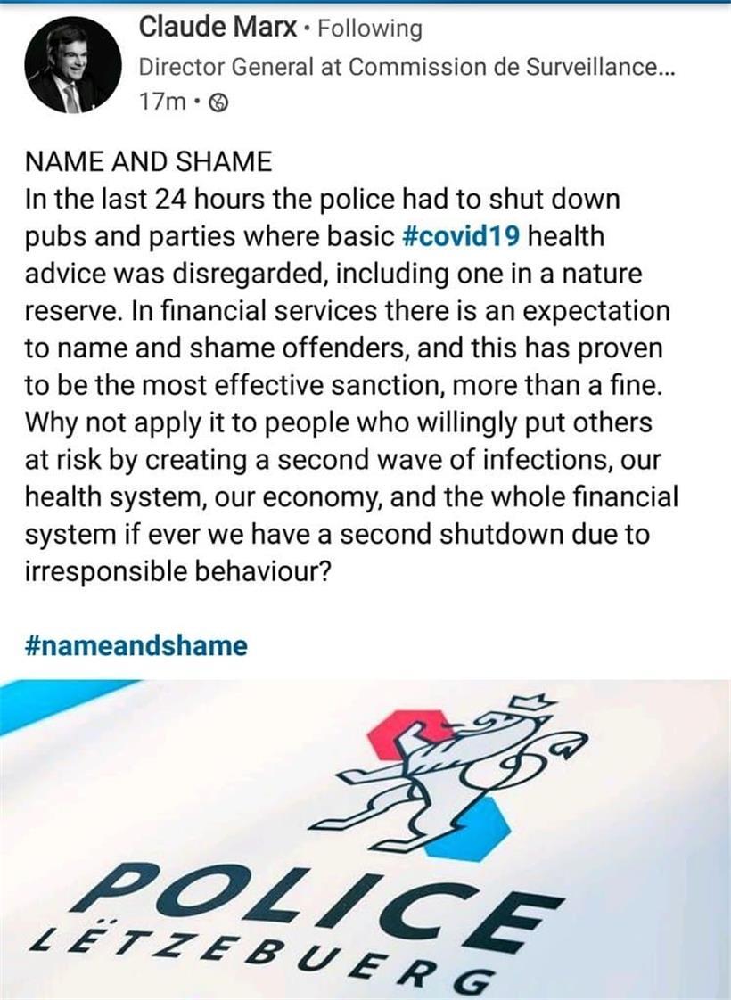 Der Facebook-Post von Claude Marx
