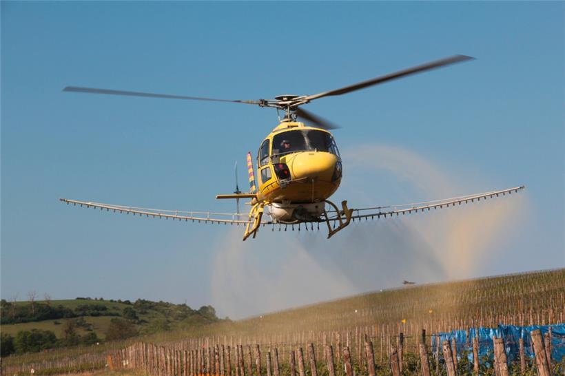 Der Hubschrauber darf nur über Weinbergen mit einer Hangneigung von mehr als 20 Prozent eingesetzt werden
