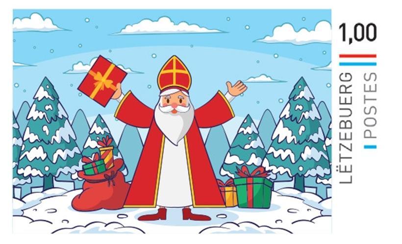 Der Kleeschen benutzt eigene Briefmarken
