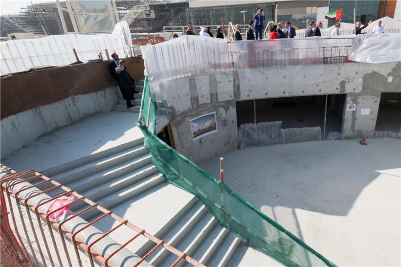 Der Luxemburger Pavillon zählt zu denen wo der Bau am weitesten fortgeschritten sind
