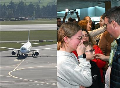 Der Nesma-Jet mit den Evakuierten ist am Donnerstagmittag um 13.50 Uhr auf dem Findel gelandet