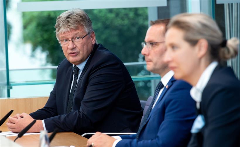 Der Parteivorsitzende Jörg Meuthen (links) verlässt die rechtspopulistische Partei AfD
