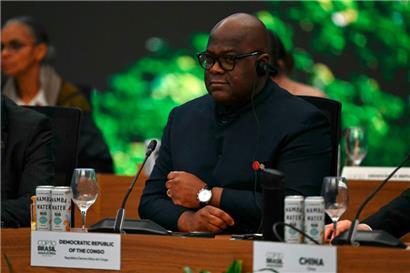 Der Präsident der Demokratischen Republik Kongo, Félix Tshisekedi, anlässlich des Rundtischgesprächs zum Start der „Tropical Forest Forever Facility“ während der COP30 in Belém
