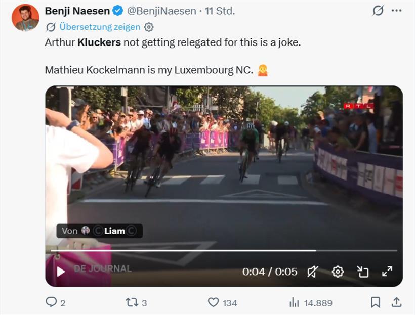 Benji Naesen schreibt kritische Kommentare zu Arthur Kluckers und lobt Mathieu Kockelmann als luxemburgischen Radsport-Landesmeister