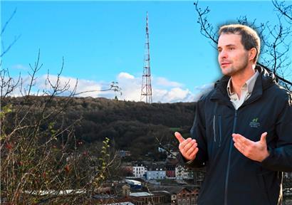 Der Sendeturm von Düdelingen befindet sich im Wald auf dem „Ginzebierg“
