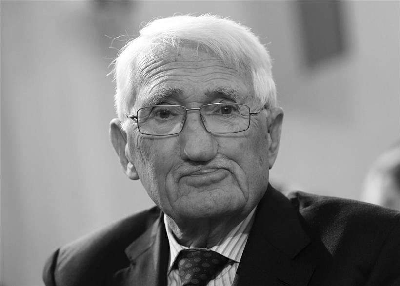Porträt von Jürgen Habermas, deutscher Soziologe und Philosoph, Symbol seines Todes und Vermächtnisses