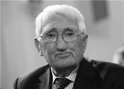 Porträt von Jürgen Habermas, deutscher Soziologe und Philosoph, Symbol seines Todes und Vermächtnisses