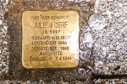 Der Stolperstein für Julien Cerf in der Alzettestraße (Nr. 57)
