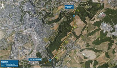 Der Verkehr zwischen dem Autobahnanschluss Hamm und dem Gaspericher Kreuz wird während der Arbeiten auf jeweils eine Spur pro Fahrtrichtung reduziert
