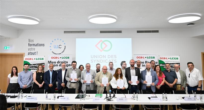 Der Verwaltungsrat der neu gegründeten „Union des syndicats OGBL et LCGB“
