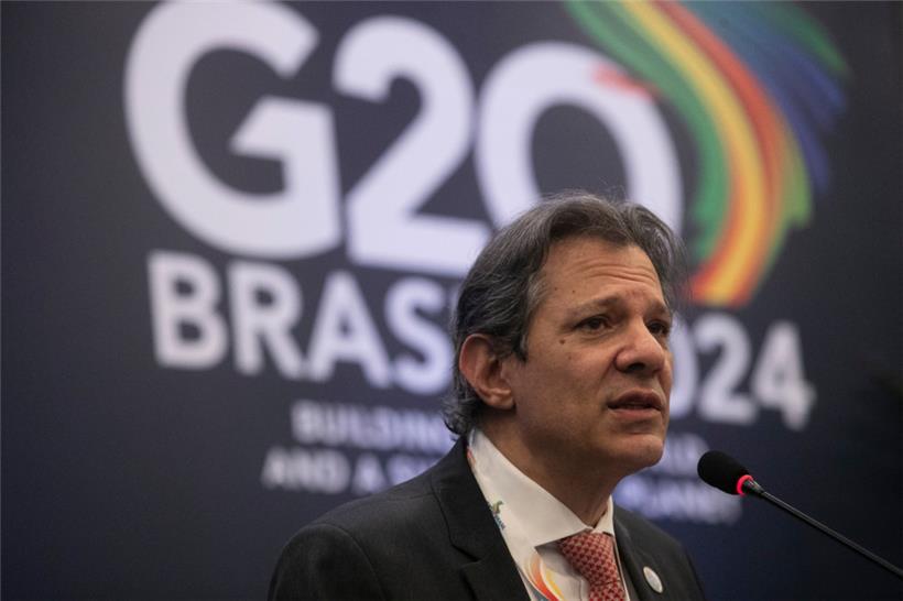 Der brasilianische Wirtschaftsminister Fernando Haddad bei einer Pressekonferenz in Rio de Janeiro
