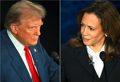 Der ehemaligen US-Präsidenten und republikanischen Präsidentschaftskandidaten Donald Trump und die US-Vizepräsidentin und demokratische Präsidentschaftskandidatin Kamala Harris
