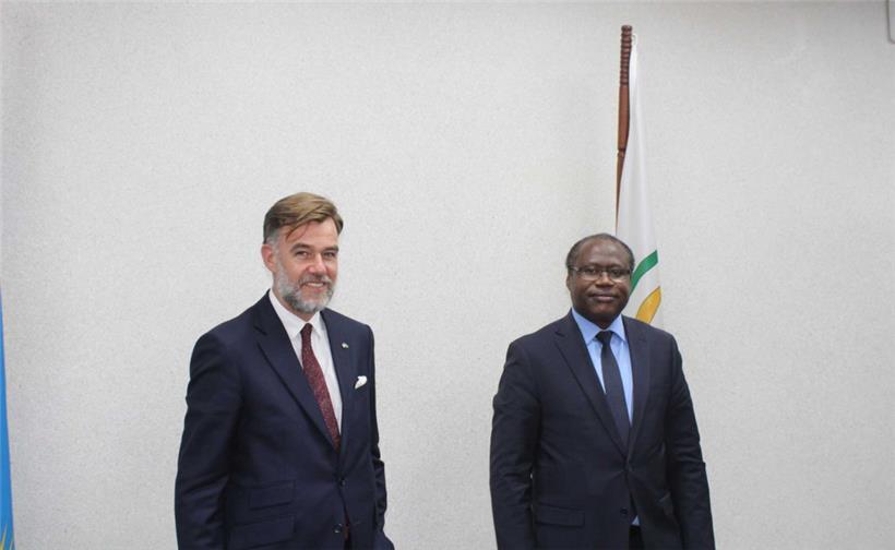 Der frühere LSAP-Wirtschaftsminister Franz Fayot und Uzziel Ndagijimana, Finanzminister Ruandas, im Juni 2022
