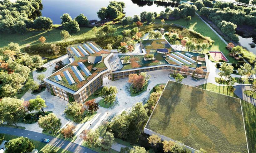 Der geplante Schulcampus „Baggerweier“ auf dem Gelände „Klosbam“ am Eingang von Remerschen
