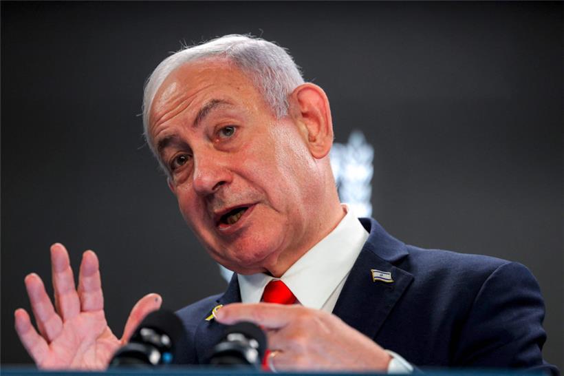 Der israelische Premierminister Benjamin Netanjahu spricht während einer Pressekonferenz im Büro des Premierministers in Jerusalem
