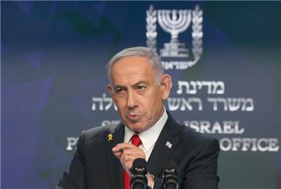 Der israelische Premierminister Benjamin Netanjahu spricht während einer Pressekonferenz
