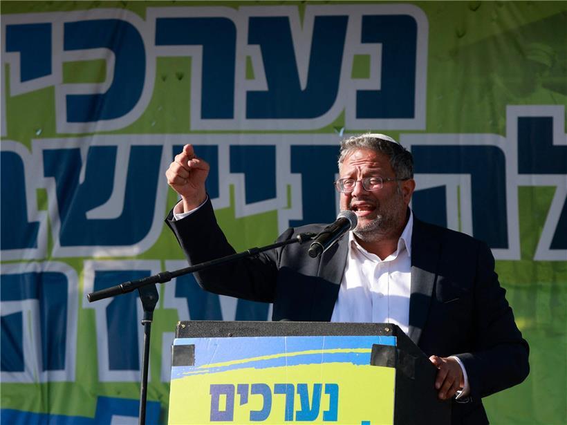 Itamar Ben-Gvir, israelischer Rechtsextremist, hält Rede bei Versammlung rechter Aktivisten nahe Gazastreifen-Grenze