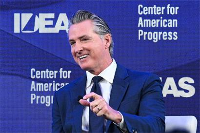 Gavin Newsom, kalifornischer Gouverneur, in energischem Gespräch mit US-Präsident, politische Debatte in Washington D.C.