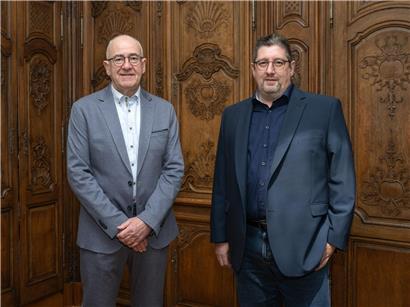 Neuer Bürgermeister Jean Marie Jans und Schöffe Alain Gillen der CSV bei offizieller Veranstaltung