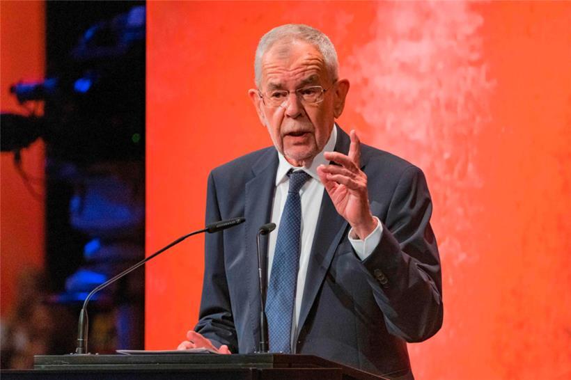 Der österreichische Bundespräsident Alexander Van der Bellen bei der Eröffnung der 76. Bregenzer Festspiele am 20. Juli
