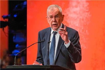 Der österreichische Bundespräsident Alexander Van der Bellen bei der Eröffnung der 76. Bregenzer Festspiele am 20. Juli
