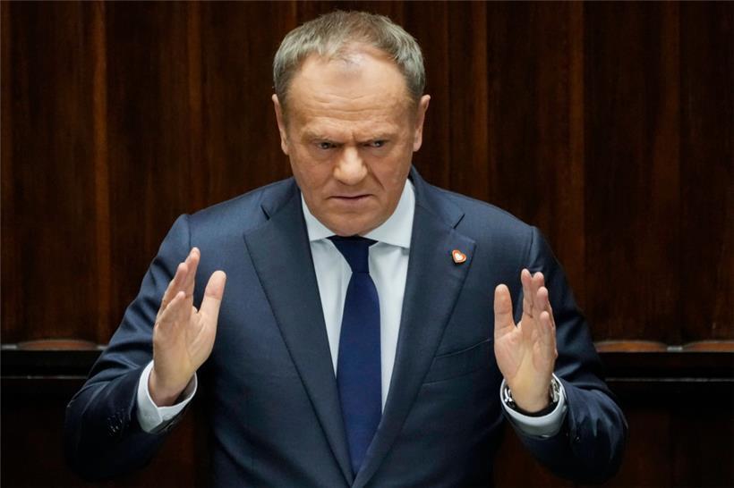 Der polnische Ministerpräsident Donald Tusk spricht im Sejm, dem Unterhaus des Parlaments, in Warschau
