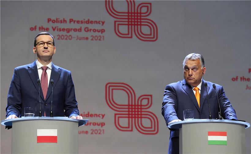 Der polnische Regierungschef Mateusz Morawiecki (l.) und sein ungarischer Amtskollege Viktor Orban sind sich einig darin, europäische Rechts- und Wertestandards in ihren Ländern zurückdrängen zu wollen
