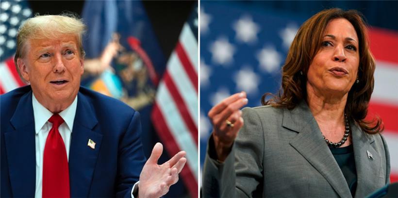 Der republikanische Präsidentschaftskandidat und ehemalige US-Präsident Donald Trump vs. Kamala Harris, Vizepräsidentin der USA
