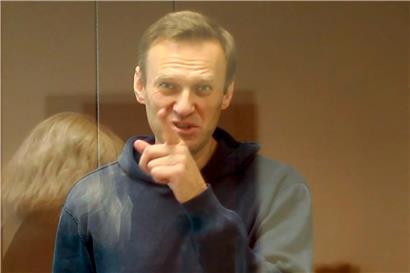Der russische Oppositionsaktivist Alexej Nawalny erscheint zu einer Anhörung im Fall von Nawalnys Diffamierung des Kriegsveteranen Artyomenko im Moskauer Bezirksgericht Babushkinsky
