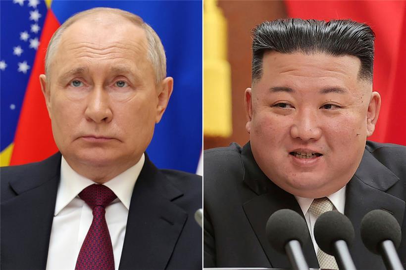 Der russische Präsident Wladimir Putin und Nordkoreas Machthaber Kim Jong-un: Russland und Nordkorea verhandeln inmitten des Ukraine-Kriegs über Rüstungsgeschäfte
