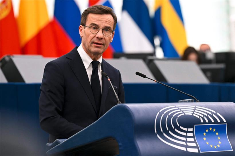 Der schwedische Regierungschef Ulf Kristersson stellte gestern im EU-Parlament das Programm des schwedischen EU-Ratsvorsitzes vor
