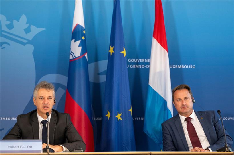 Der slowenische Regierungschef Robert Golob (l.) erwiderte mit seinem Besuch in Luxemburg eine Visite seines luxemburgischen Amtskollegen Xavier Bettel im Februar in Slowenien
