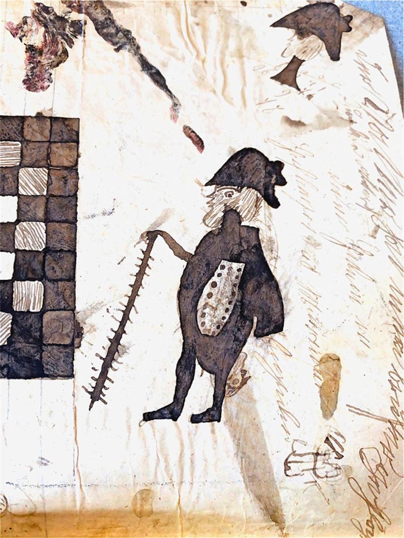 Dessin de Jean-Pierre Plier, écolier de l’instituteur Pierre Turmes, effectué en 1848 
