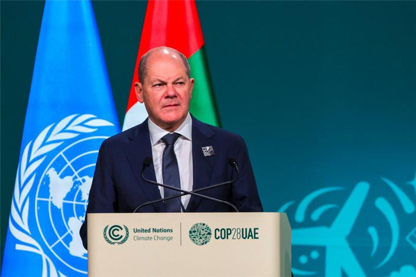 Deutschlands Kanzler Olaf Scholz musste wohl selbst auf der COP28 an seine heimischen Haushaltsprobleme denken
