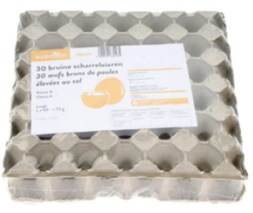 Braune Hühnereier der 30er Einheit von Econom, Bodenhaltung, frische große Eier in Verpackung