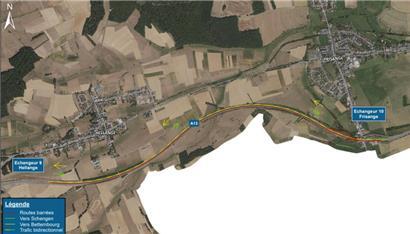 Die A13 in Richtung Schengen wird zwischen den Autobahnkreuzen Hellingen und Frisingen vom 14. bis zum 17. April gesperrt
