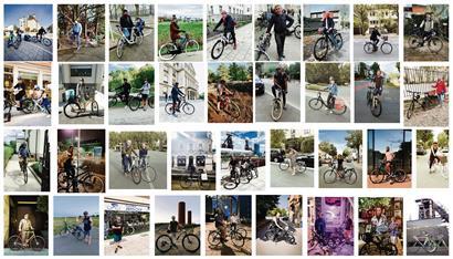 Die Aktivität von Esch Biken begann in Sommer 2020 mit dem Posten von Escher Radfahrern, hier im Mosaik zusammengefasst 
