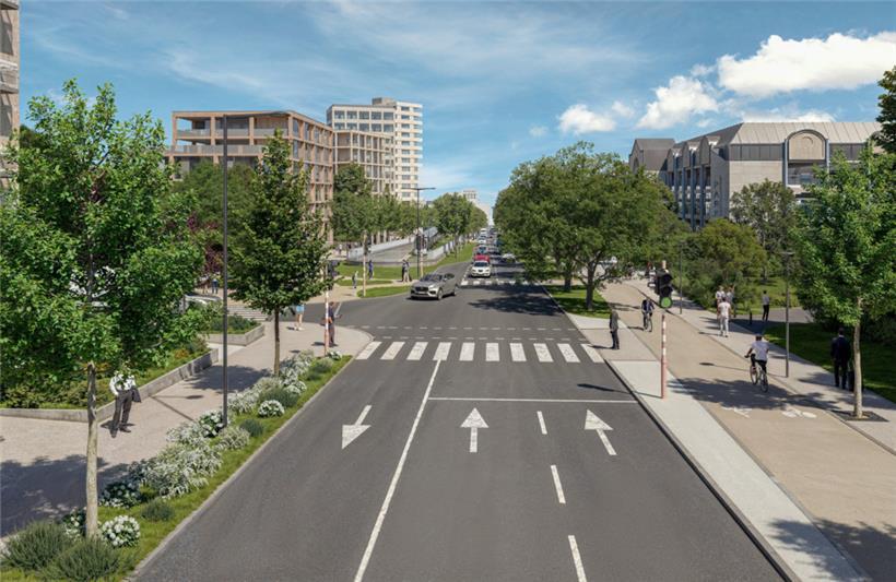 Die Arloner Straße in der Nähe des aktuellen Stade Josy Barthel