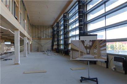 Die Baustelle im Innern des neuen Nationalarchivs in Belval
