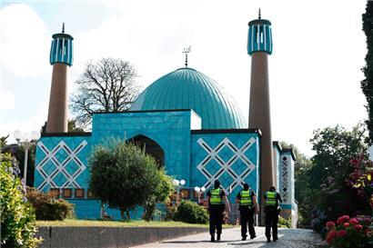 Die Blaue Moschee, der Sitz des Islamischen Zentrums Hamburg, eine islamistische Organisation, die im Juli verboten wurde
