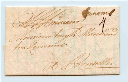 Die Briefe wurden von Luxemburg nach Brüssel befördert. Das Absenderland ist erkennbar an der oben rechts angebrachten Aufschrift (bzw. Stempel LUXEMB). Die Portogebühr wurde handschriftlich vermerkt (schwarz, in diesem Fall 4)
