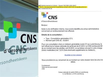 Die CNS warnt vor gefälschten E-Mails im Namen der Krankenkasse