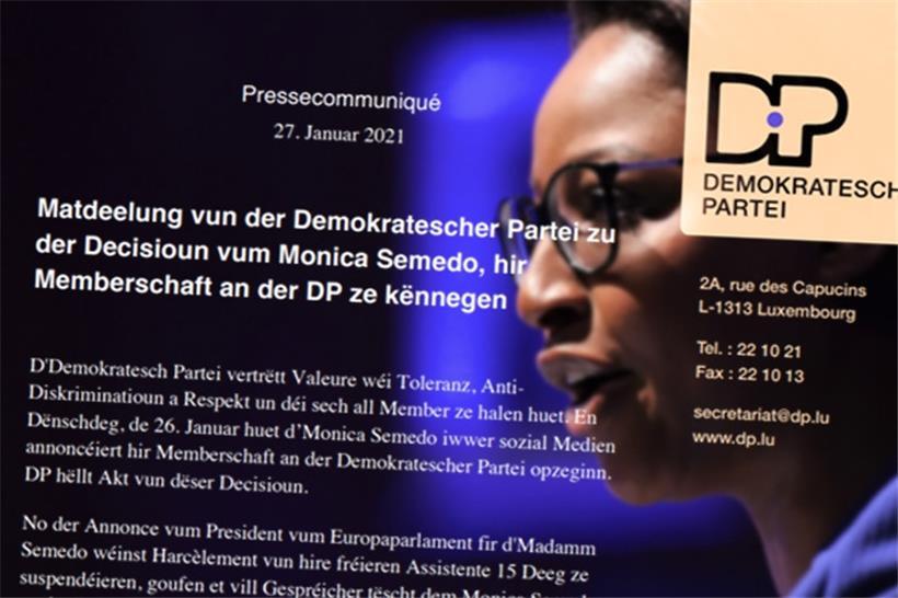 Die Demokratesch Partei (DP) hat auf den Austritt von Monica Semedo reagiert.
