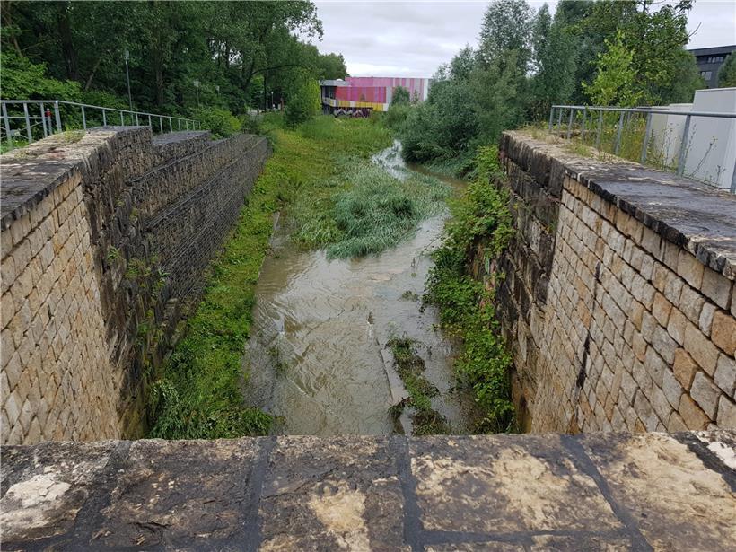 Die Dipbech mit der Galerie Schlassgoart im Hintergrund