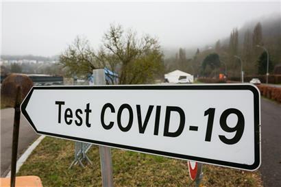 Die Einfahrt zum Testzentrum in Grevenmacher im Januar 2022 
