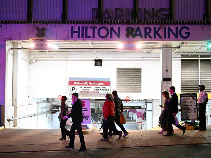 Die Einfahrt zur Tiefgarage des Hiltons